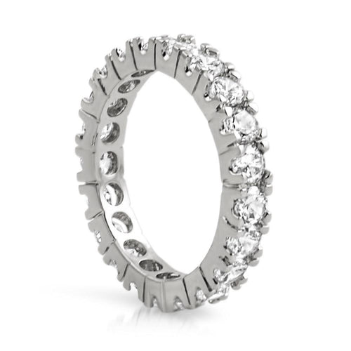 Rhodium Eternity 3MM CZ Bling Bling Ring