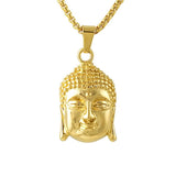 Gold Buddha Head Pendant Stainless Steel