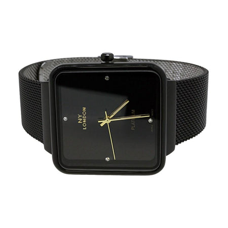 LED Digital Round Face Gold Bling Watch Black Band