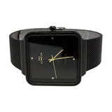 All Black Square Mesh Band Watch