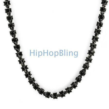 Black & White Checkered Rhodium Hip Hop Chain