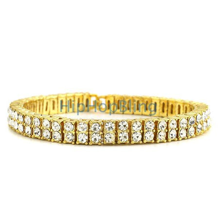 Rick Ross Style All Canary Iced Out 12 Row Gold Bracelet