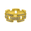 .925 Silver Prez Link Eternity Band Gold CZ Bling Ring