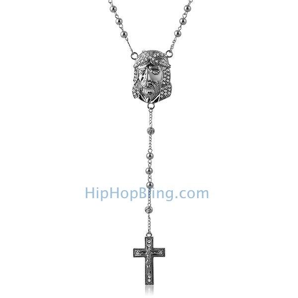 Jesus Piece Hip Hop Rosary Necklace