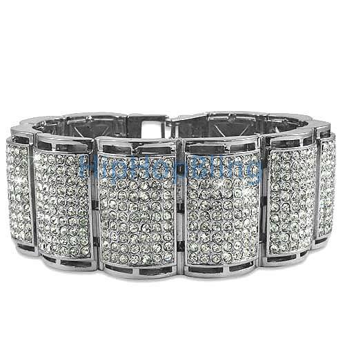 Thick Ice Log Rhodium Bling Bling Bracelet