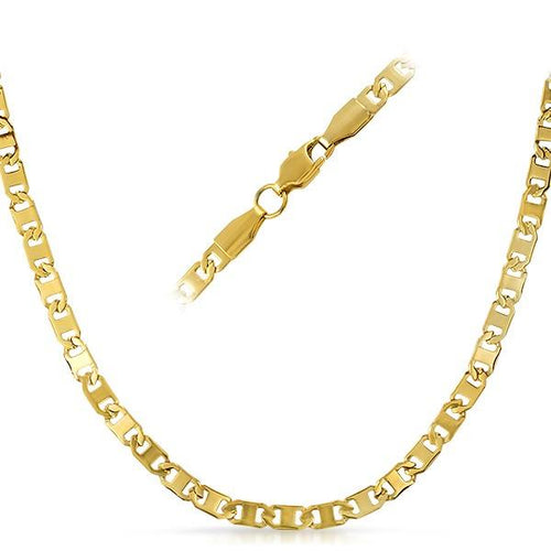 Marine IP Gold Stainless Steel Chain Necklace  4MM