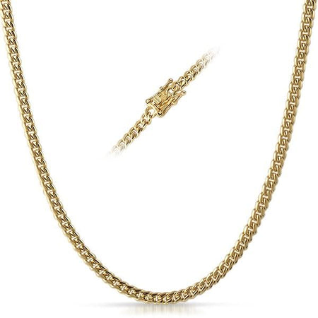 Small Round Link IP Gold Stainless Steel Chain Necklace 3MM