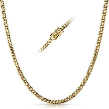 CZ Diamond Lock Cuban Chain 12MM Gold Steel