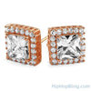 Rose Gold Princess Iced Border CZ Earrings