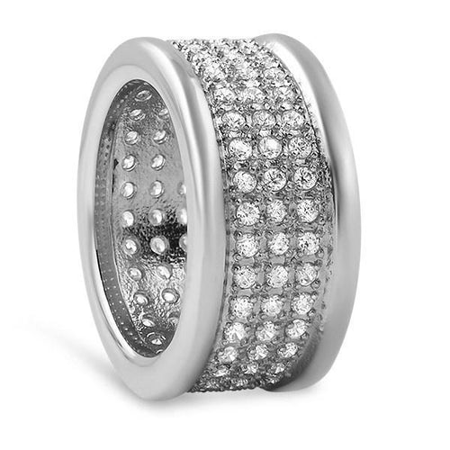 360 Micro Pave CZ Bling Bling Stainless Steel Ring