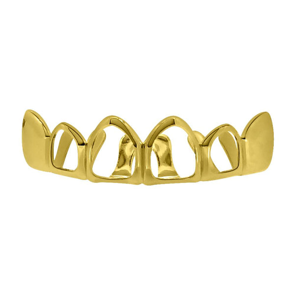 Gold Grillz 4 Open Outline Top Teeth