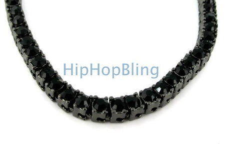 Black Cluster Chain Hip Hop Rosary Necklace