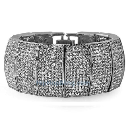 12 Row Totally Iced Out Bracelet Silver * Premium *