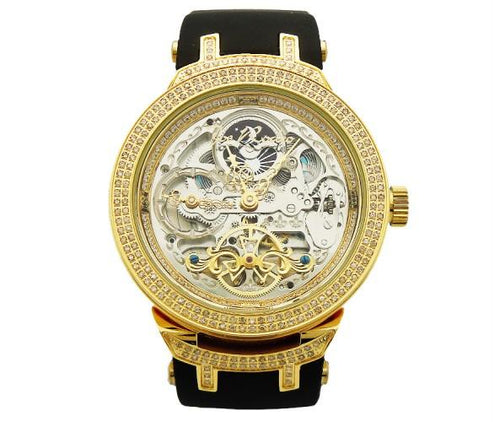 Golden Skeleton Watch Joe Rodeo 2.20ct Diamonds