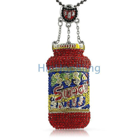 Double Iced Out Lab Ruby Gem Pendant