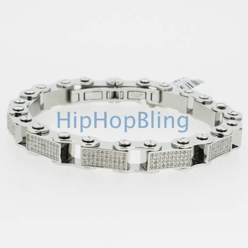 4.00cttw Real Diamond Joe Rodeo Bike Link Bracelet 316L