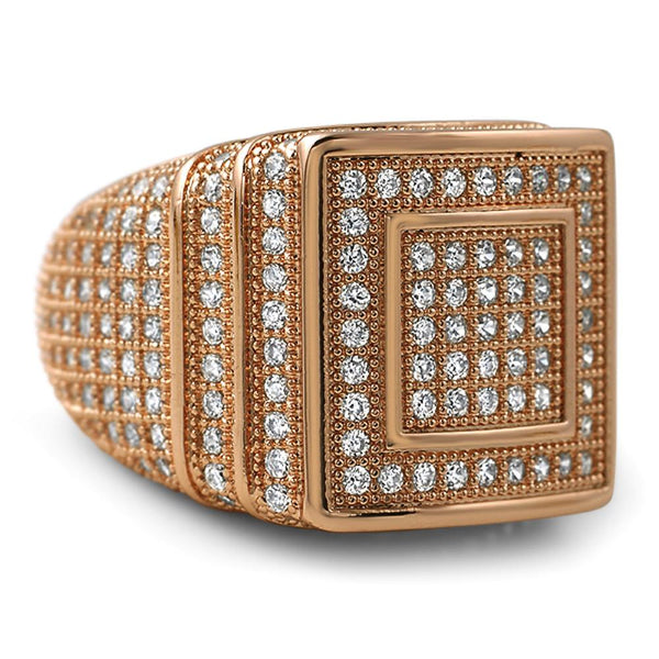 Ice Stacked Rose Gold CZ Micro Pave Iced Out Ring