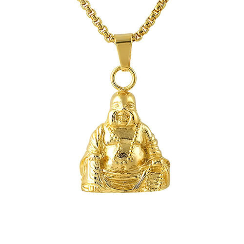 Sitting Gold Buddha Pendant Stainless Steel