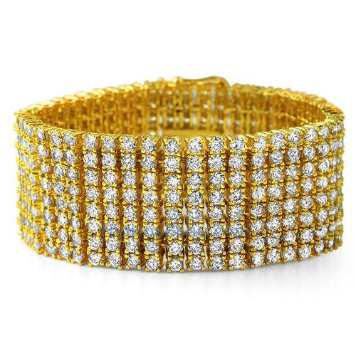 Womens CZ 8 Row Bling Bling Bracelet Gold