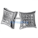 Kite 32 Stones Bling Bling CZ Micro Pave Earrings .925 Silver