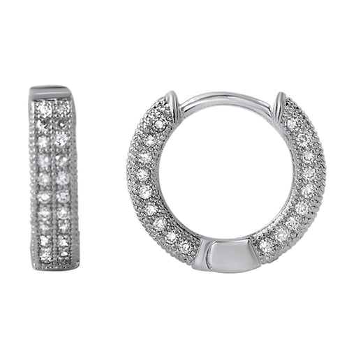 3D Hoop Earrings CZ Micro Pave