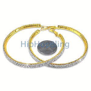 Yellow CZ Diamond Round Stud Earrings Rhodium