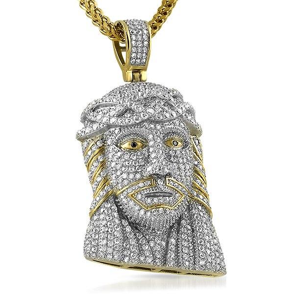 3D Gold Stainless Steel Full Bling Jesus Piece Pendant