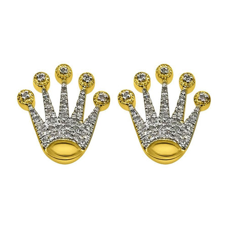 Princess Cut Round Cluster Gold CZ Hip Hop Earrings