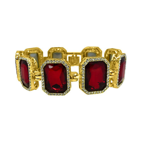 Red Gem Rick Ross Style Hip Hop Bracelet