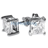 6mm Princess Signity CZ Sterling Silver Earrings