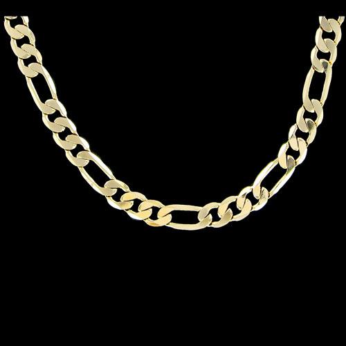 Figaro 6mm 24 Inch Gold Plated Hip Hop Chain Necklace