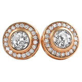 Rose Gold CZ Solitaire Circle Bling Bling Earrings