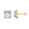 Square Halo Gold Iced Out CZ Earrings