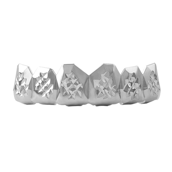 Custom Grillz Rhodium Diamond Cut Top