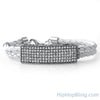 Dual Strand White Leather Bling ID Bracelet