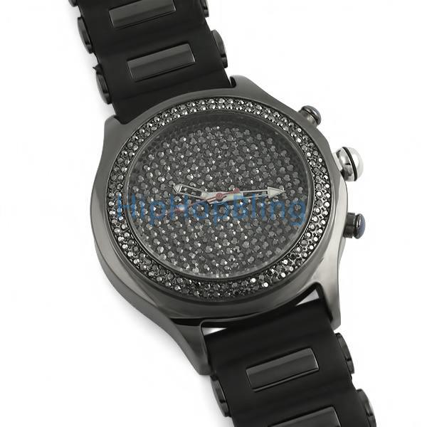 Blizzard Black Hem Bling Bling Watch