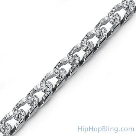 Candy Cane Blue & White 8 Row Bling Bracelet