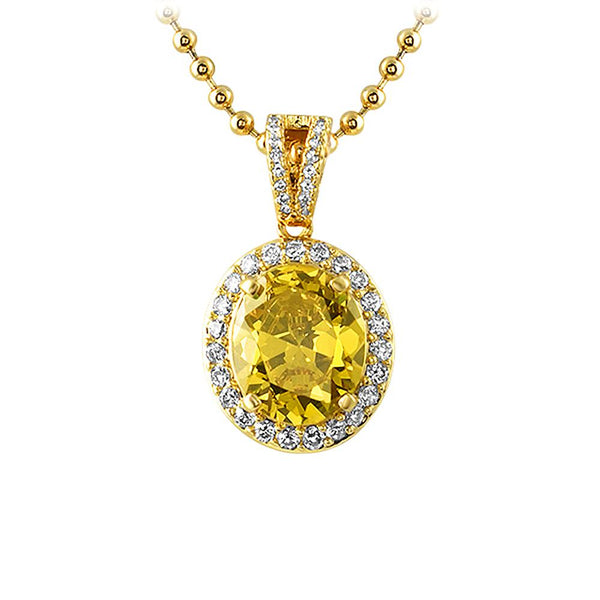 Canary Oval Cut Gem Hip Hop Pendant