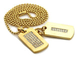 Gold Iced Out 2 Dogtag Set