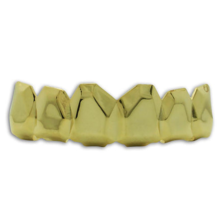 4 Row Pyramids Teeth Gold Grillz