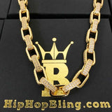 3D Box Link Gold Hip Hop CZ Bling Bling Chain