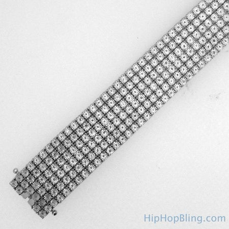 .925 Silver Baguette Cuban Iced Out Bracelet