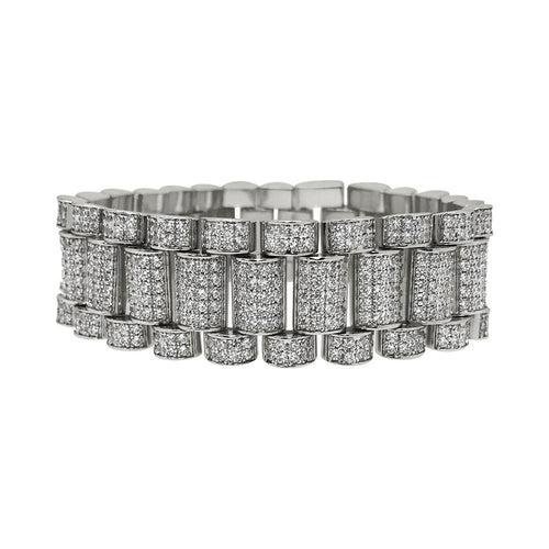 Rhodium President CZ Bling Bling Bracelet 22MM