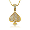 Poker Spade CZ Gold Bling Bling Pendant