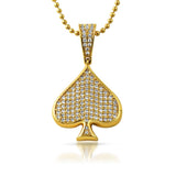 Poker Spade CZ Gold Bling Bling Pendant