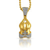 Gold Prayer Hands Cross CZ Polished Bling Pendant