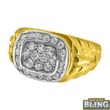 10K Yellow Gold Simple CZ Mens Ring