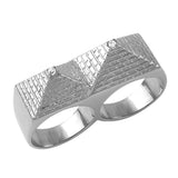 Double Pyramid Stainless Steel CZ Ring