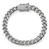 CZ Diamond Lock 10MM Cuban Bracelet Stainless Steel