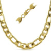 Figaro IP Gold Stainless Steel Chain Necklace  12MM